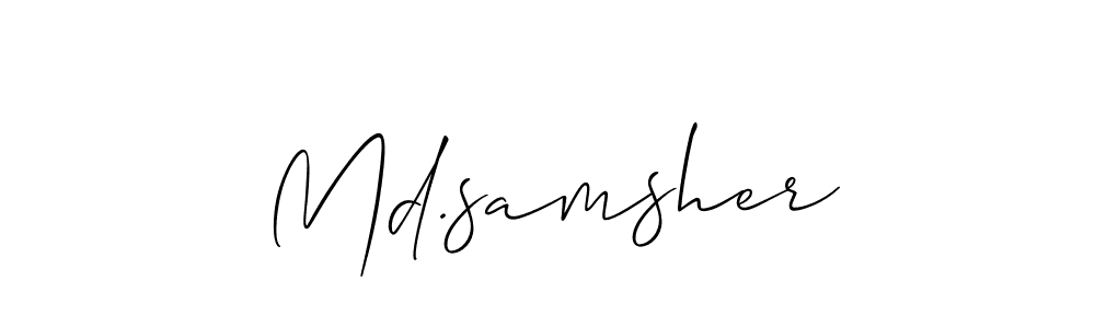 Also You can easily find your signature by using the search form. We will create Md.samsher name handwritten signature images for you free of cost using Allison_Script sign style. Md.samsher signature style 2 images and pictures png