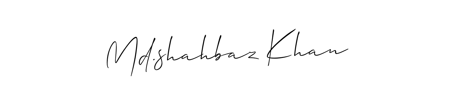 How to make Md.shahbaz Khan name signature. Use Allison_Script style for creating short signs online. This is the latest handwritten sign. Md.shahbaz Khan signature style 2 images and pictures png