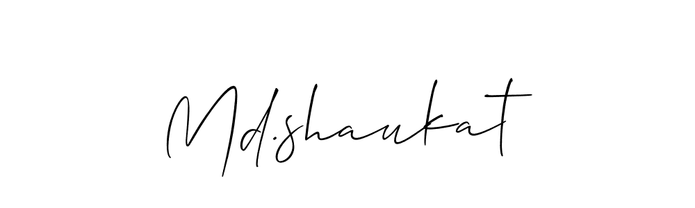 Make a beautiful signature design for name Md.shaukat. With this signature (Allison_Script) style, you can create a handwritten signature for free. Md.shaukat signature style 2 images and pictures png