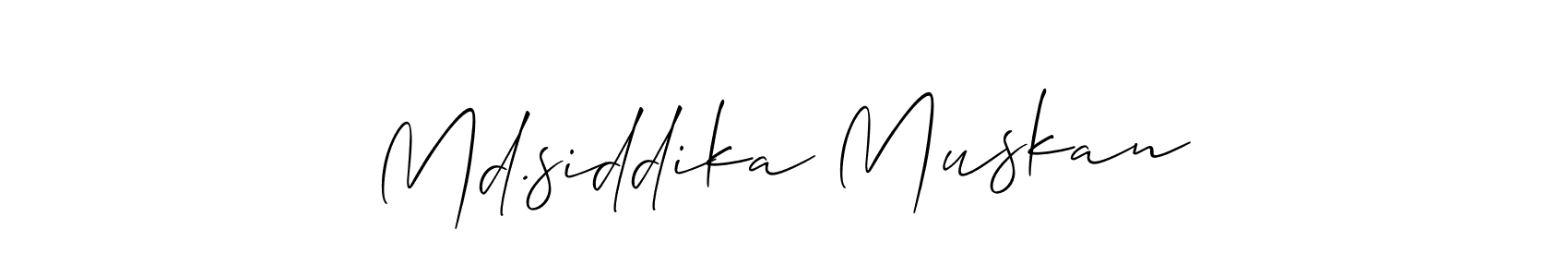 You should practise on your own different ways (Allison_Script) to write your name (Md.siddika Muskan) in signature. don't let someone else do it for you. Md.siddika Muskan signature style 2 images and pictures png