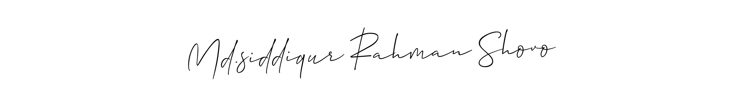 Create a beautiful signature design for name Md.siddiqur Rahman Shovo. With this signature (Allison_Script) fonts, you can make a handwritten signature for free. Md.siddiqur Rahman Shovo signature style 2 images and pictures png