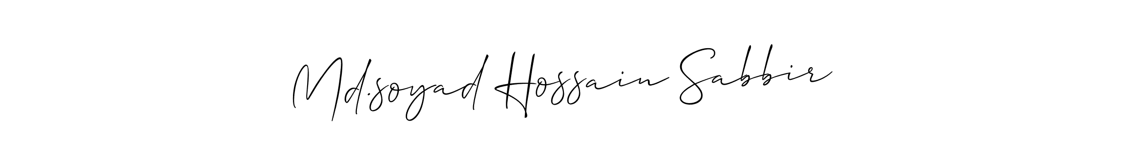 The best way (Allison_Script) to make a short signature is to pick only two or three words in your name. The name Md.soyad Hossain Sabbir include a total of six letters. For converting this name. Md.soyad Hossain Sabbir signature style 2 images and pictures png