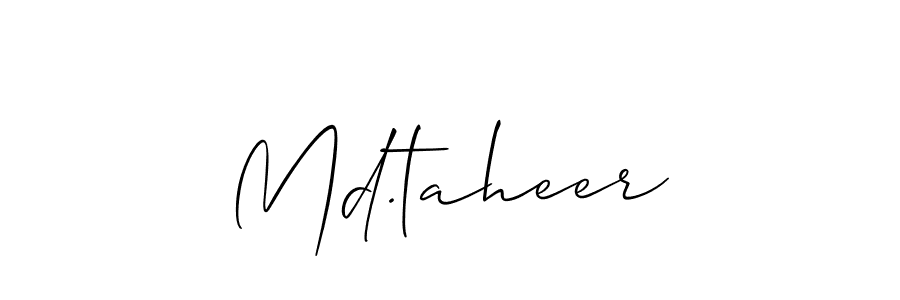 Also You can easily find your signature by using the search form. We will create Md.taheer name handwritten signature images for you free of cost using Allison_Script sign style. Md.taheer signature style 2 images and pictures png