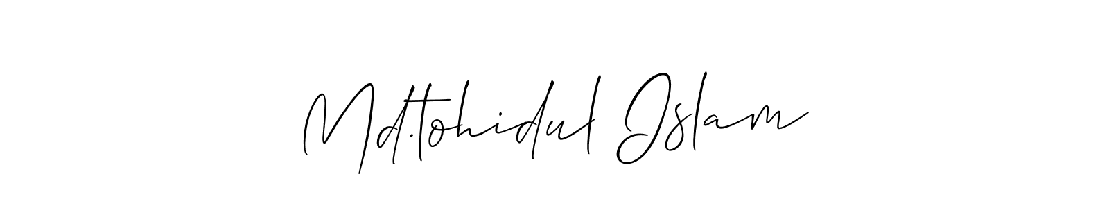 Similarly Allison_Script is the best handwritten signature design. Signature creator online .You can use it as an online autograph creator for name Md.tohidul Islam. Md.tohidul Islam signature style 2 images and pictures png