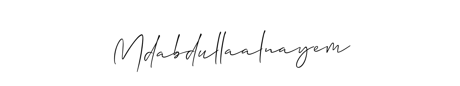 How to Draw Mdabdullaalnayem signature style? Allison_Script is a latest design signature styles for name Mdabdullaalnayem. Mdabdullaalnayem signature style 2 images and pictures png