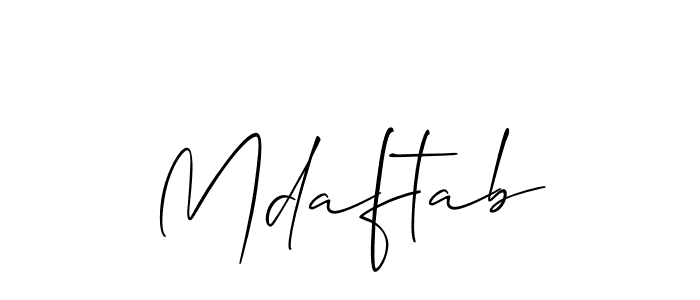 Allison_Script is a professional signature style that is perfect for those who want to add a touch of class to their signature. It is also a great choice for those who want to make their signature more unique. Get Mdaftab name to fancy signature for free. Mdaftab signature style 2 images and pictures png