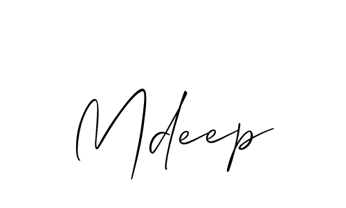 Create a beautiful signature design for name Mdeep. With this signature (Allison_Script) fonts, you can make a handwritten signature for free. Mdeep signature style 2 images and pictures png