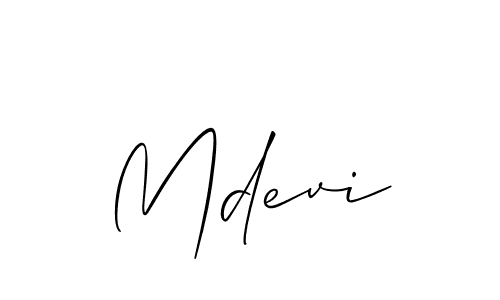 The best way (Allison_Script) to make a short signature is to pick only two or three words in your name. The name Mdevi include a total of six letters. For converting this name. Mdevi signature style 2 images and pictures png