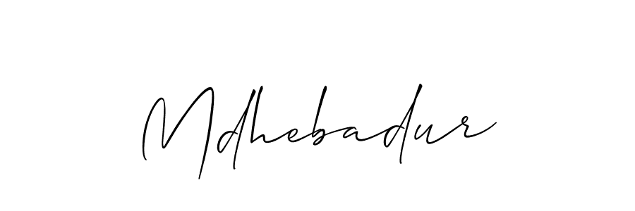 Use a signature maker to create a handwritten signature online. With this signature software, you can design (Allison_Script) your own signature for name Mdhebadur. Mdhebadur signature style 2 images and pictures png