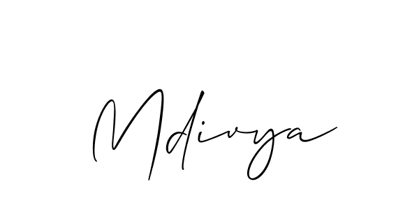 Create a beautiful signature design for name Mdivya. With this signature (Allison_Script) fonts, you can make a handwritten signature for free. Mdivya signature style 2 images and pictures png
