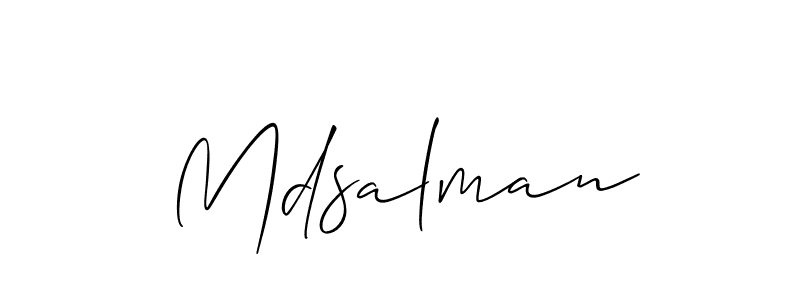 The best way (Allison_Script) to make a short signature is to pick only two or three words in your name. The name Mdsalman include a total of six letters. For converting this name. Mdsalman signature style 2 images and pictures png