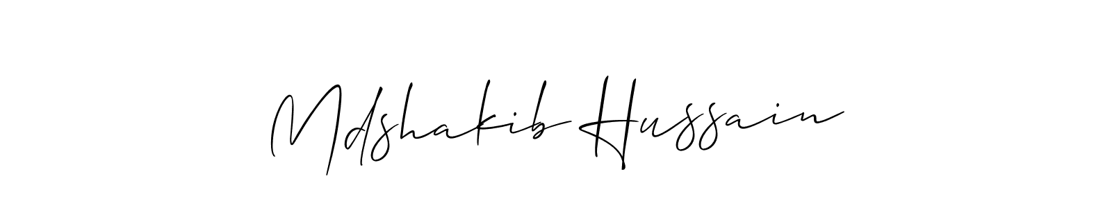 How to make Mdshakib Hussain name signature. Use Allison_Script style for creating short signs online. This is the latest handwritten sign. Mdshakib Hussain signature style 2 images and pictures png