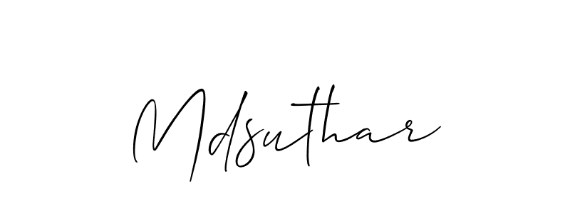 The best way (Allison_Script) to make a short signature is to pick only two or three words in your name. The name Mdsuthar include a total of six letters. For converting this name. Mdsuthar signature style 2 images and pictures png