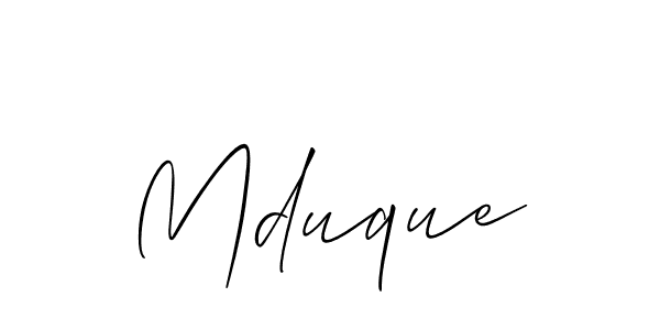 Mduque stylish signature style. Best Handwritten Sign (Allison_Script) for my name. Handwritten Signature Collection Ideas for my name Mduque. Mduque signature style 2 images and pictures png