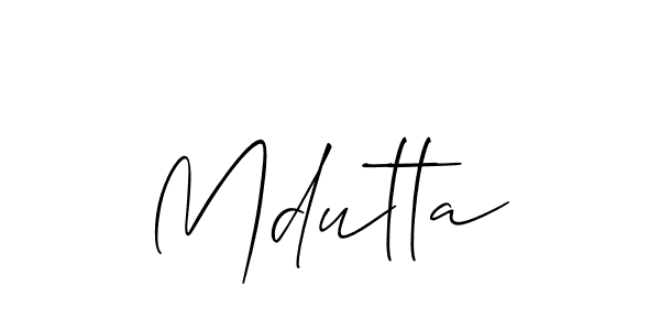 Create a beautiful signature design for name Mdutta. With this signature (Allison_Script) fonts, you can make a handwritten signature for free. Mdutta signature style 2 images and pictures png