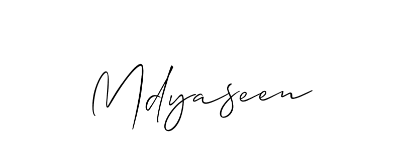 The best way (Allison_Script) to make a short signature is to pick only two or three words in your name. The name Mdyaseen include a total of six letters. For converting this name. Mdyaseen signature style 2 images and pictures png