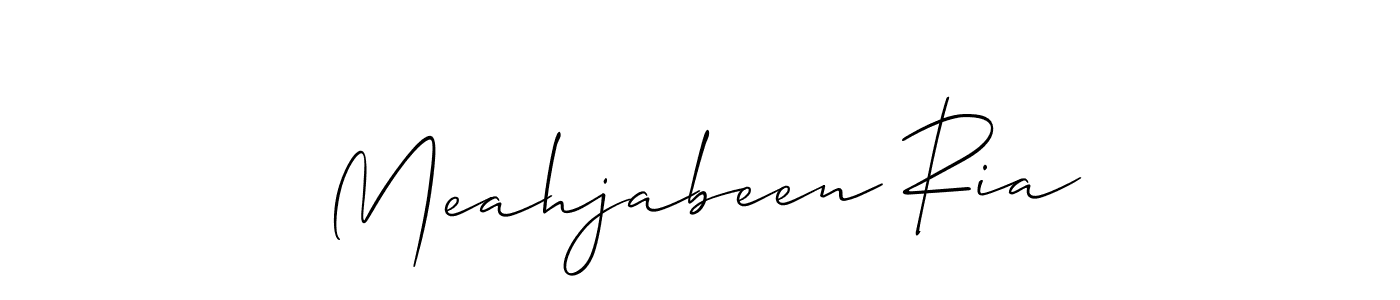 Similarly Allison_Script is the best handwritten signature design. Signature creator online .You can use it as an online autograph creator for name Meahjabeen Ria. Meahjabeen Ria signature style 2 images and pictures png