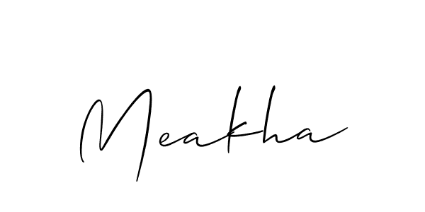 Use a signature maker to create a handwritten signature online. With this signature software, you can design (Allison_Script) your own signature for name Meakha. Meakha signature style 2 images and pictures png