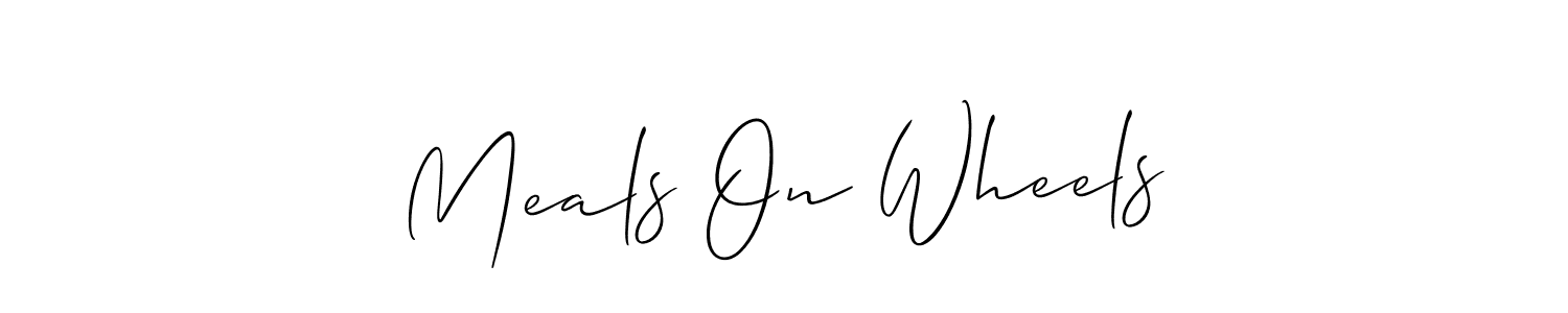 The best way (Allison_Script) to make a short signature is to pick only two or three words in your name. The name Meals On Wheels include a total of six letters. For converting this name. Meals On Wheels signature style 2 images and pictures png