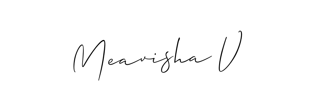 Design your own signature with our free online signature maker. With this signature software, you can create a handwritten (Allison_Script) signature for name Meavisha V. Meavisha V signature style 2 images and pictures png