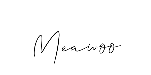 Use a signature maker to create a handwritten signature online. With this signature software, you can design (Allison_Script) your own signature for name Meawoo. Meawoo signature style 2 images and pictures png