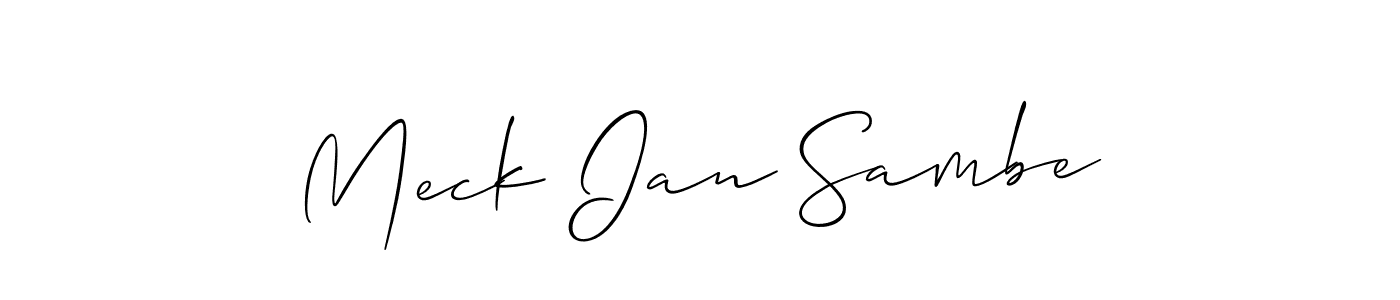 if you are searching for the best signature style for your name Meck Ian Sambe. so please give up your signature search. here we have designed multiple signature styles  using Allison_Script. Meck Ian Sambe signature style 2 images and pictures png