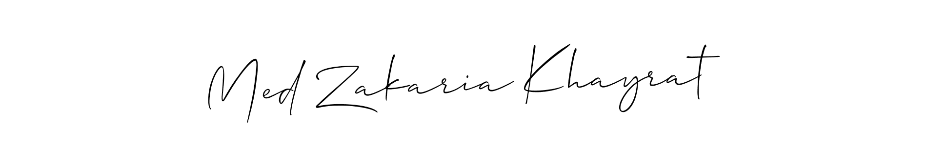 You should practise on your own different ways (Allison_Script) to write your name (Med Zakaria Khayrat) in signature. don't let someone else do it for you. Med Zakaria Khayrat signature style 2 images and pictures png