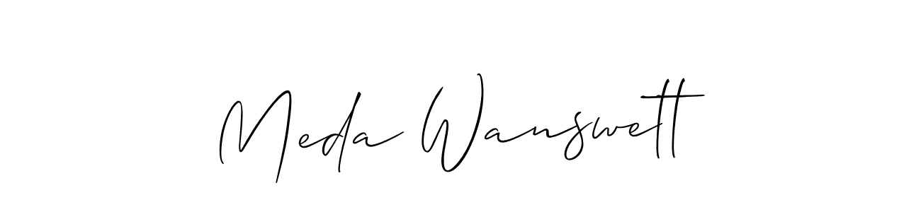 How to make Meda Wanswett name signature. Use Allison_Script style for creating short signs online. This is the latest handwritten sign. Meda Wanswett signature style 2 images and pictures png