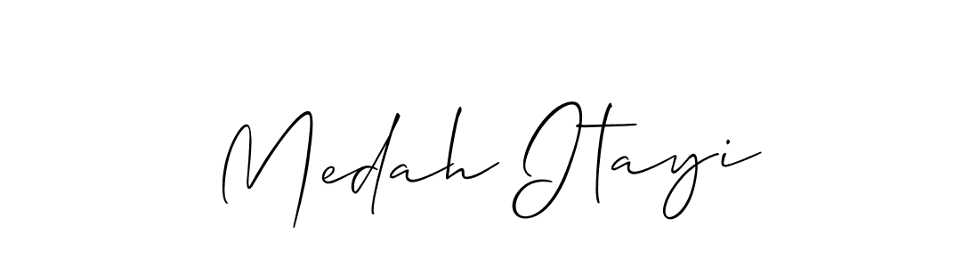 The best way (Allison_Script) to make a short signature is to pick only two or three words in your name. The name Medah Itayi include a total of six letters. For converting this name. Medah Itayi signature style 2 images and pictures png