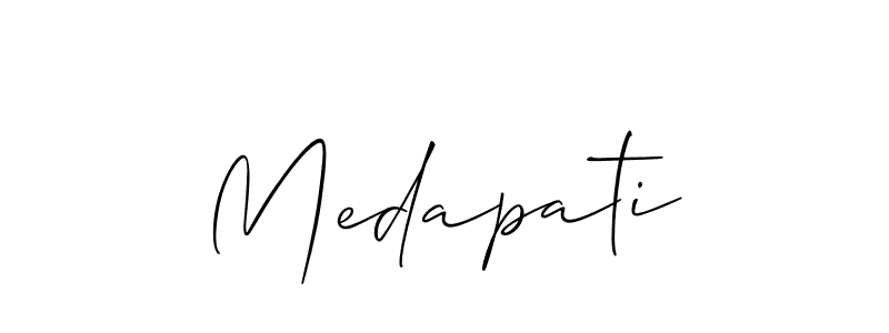 Use a signature maker to create a handwritten signature online. With this signature software, you can design (Allison_Script) your own signature for name Medapati. Medapati signature style 2 images and pictures png