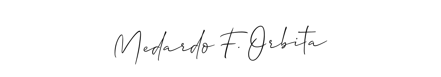 It looks lik you need a new signature style for name Medardo F. Orbita. Design unique handwritten (Allison_Script) signature with our free signature maker in just a few clicks. Medardo F. Orbita signature style 2 images and pictures png