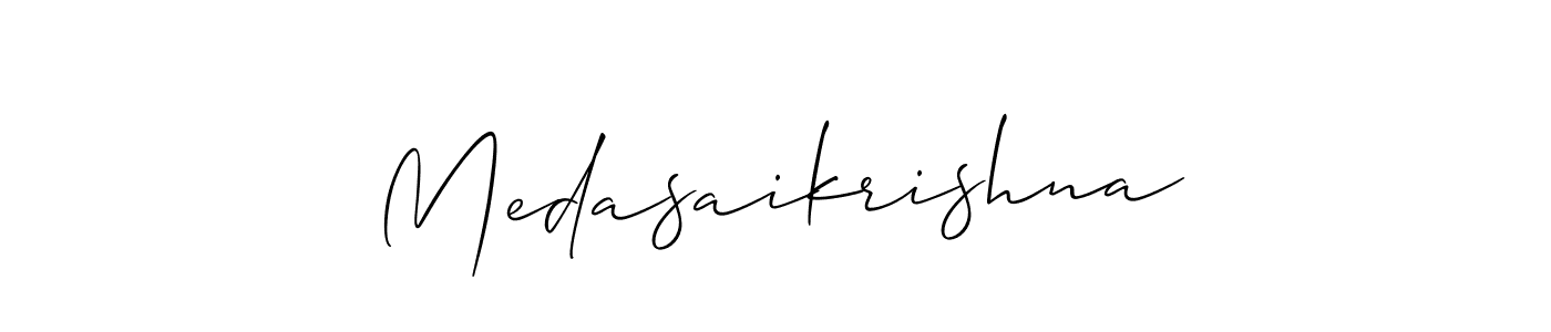How to Draw Medasaikrishna signature style? Allison_Script is a latest design signature styles for name Medasaikrishna. Medasaikrishna signature style 2 images and pictures png