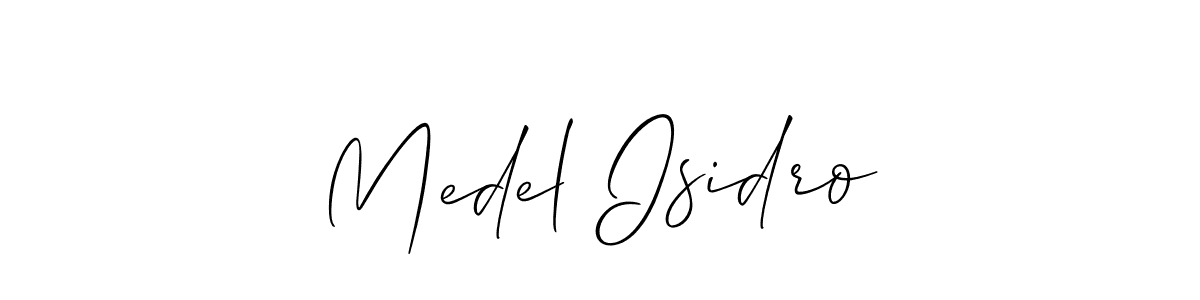 Make a beautiful signature design for name Medel Isidro. With this signature (Allison_Script) style, you can create a handwritten signature for free. Medel Isidro signature style 2 images and pictures png