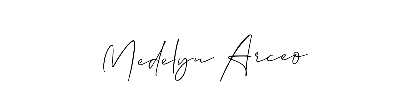 if you are searching for the best signature style for your name Medelyn Arceo. so please give up your signature search. here we have designed multiple signature styles  using Allison_Script. Medelyn Arceo signature style 2 images and pictures png