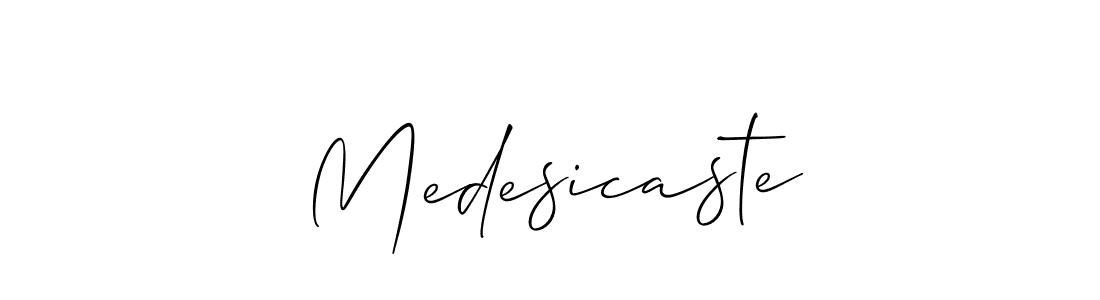 How to Draw Medesicaste signature style? Allison_Script is a latest design signature styles for name Medesicaste. Medesicaste signature style 2 images and pictures png