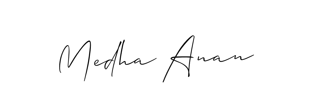 Allison_Script is a professional signature style that is perfect for those who want to add a touch of class to their signature. It is also a great choice for those who want to make their signature more unique. Get Medha Anan name to fancy signature for free. Medha Anan signature style 2 images and pictures png