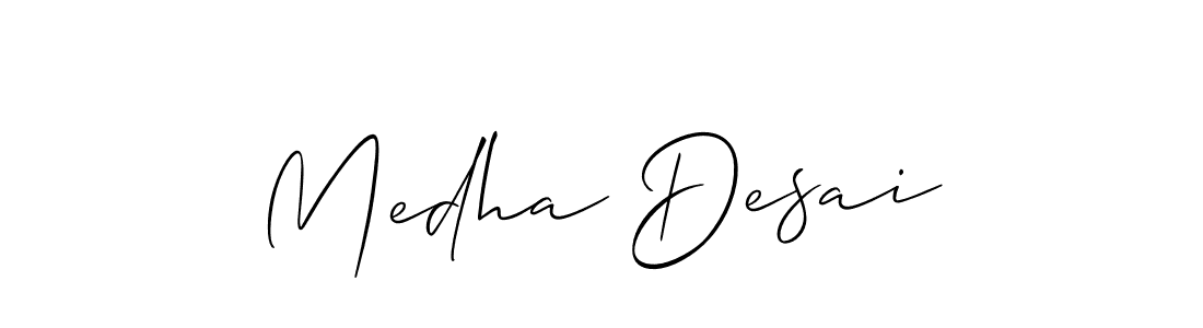 Also You can easily find your signature by using the search form. We will create Medha Desai name handwritten signature images for you free of cost using Allison_Script sign style. Medha Desai signature style 2 images and pictures png