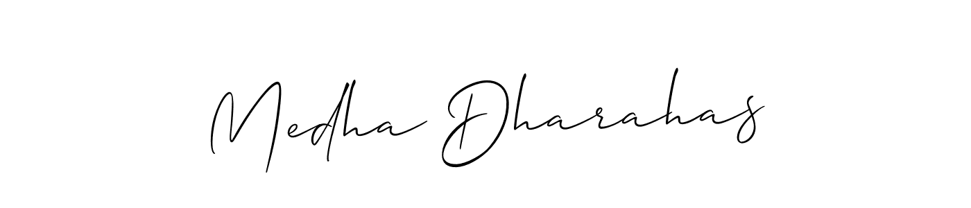 Medha Dharahas stylish signature style. Best Handwritten Sign (Allison_Script) for my name. Handwritten Signature Collection Ideas for my name Medha Dharahas. Medha Dharahas signature style 2 images and pictures png