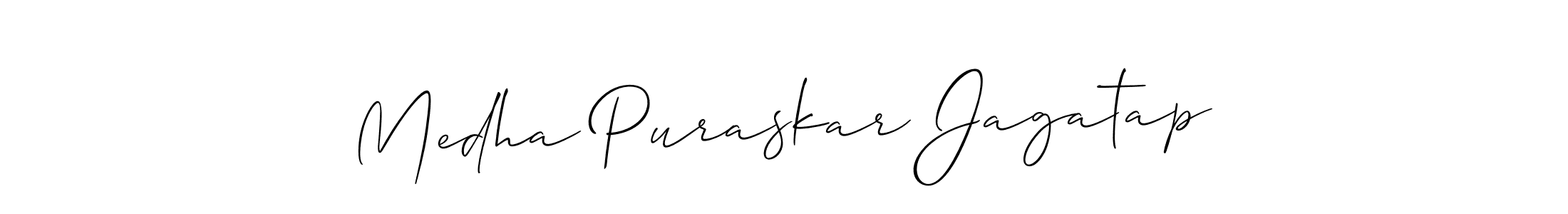 It looks lik you need a new signature style for name Medha Puraskar Jagatap. Design unique handwritten (Allison_Script) signature with our free signature maker in just a few clicks. Medha Puraskar Jagatap signature style 2 images and pictures png