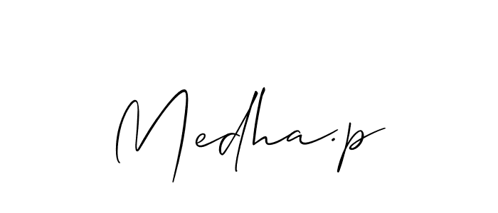 Make a beautiful signature design for name Medha.p. With this signature (Allison_Script) style, you can create a handwritten signature for free. Medha.p signature style 2 images and pictures png