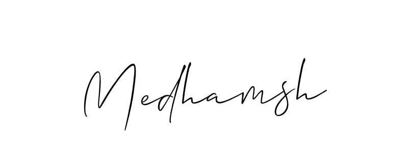 You should practise on your own different ways (Allison_Script) to write your name (Medhamsh) in signature. don't let someone else do it for you. Medhamsh signature style 2 images and pictures png