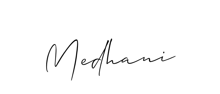 Make a beautiful signature design for name Medhani. With this signature (Allison_Script) style, you can create a handwritten signature for free. Medhani signature style 2 images and pictures png