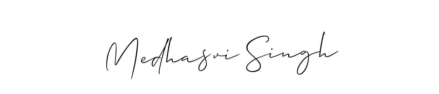 How to make Medhasvi Singh name signature. Use Allison_Script style for creating short signs online. This is the latest handwritten sign. Medhasvi Singh signature style 2 images and pictures png