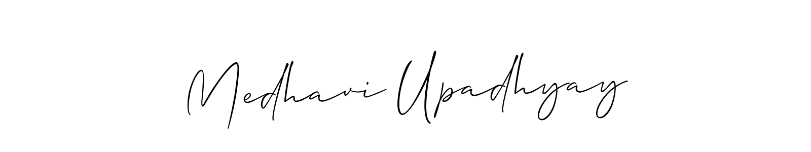 How to make Medhavi Upadhyay name signature. Use Allison_Script style for creating short signs online. This is the latest handwritten sign. Medhavi Upadhyay signature style 2 images and pictures png