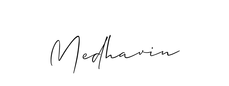 You should practise on your own different ways (Allison_Script) to write your name (Medhavin) in signature. don't let someone else do it for you. Medhavin signature style 2 images and pictures png