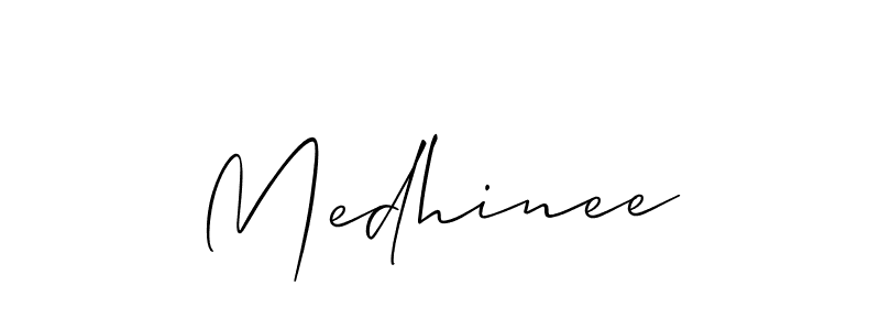 Also You can easily find your signature by using the search form. We will create Medhinee name handwritten signature images for you free of cost using Allison_Script sign style. Medhinee signature style 2 images and pictures png