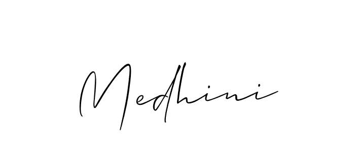 How to make Medhini signature? Allison_Script is a professional autograph style. Create handwritten signature for Medhini name. Medhini signature style 2 images and pictures png