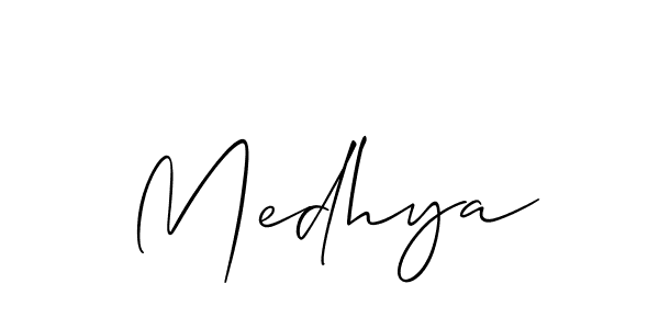 Create a beautiful signature design for name Medhya. With this signature (Allison_Script) fonts, you can make a handwritten signature for free. Medhya signature style 2 images and pictures png