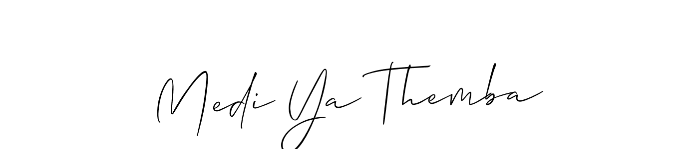 The best way (Allison_Script) to make a short signature is to pick only two or three words in your name. The name Medi Ya Themba include a total of six letters. For converting this name. Medi Ya Themba signature style 2 images and pictures png