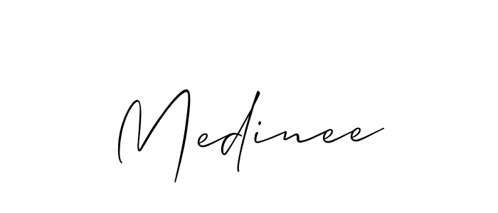 How to make Medinee signature? Allison_Script is a professional autograph style. Create handwritten signature for Medinee name. Medinee signature style 2 images and pictures png